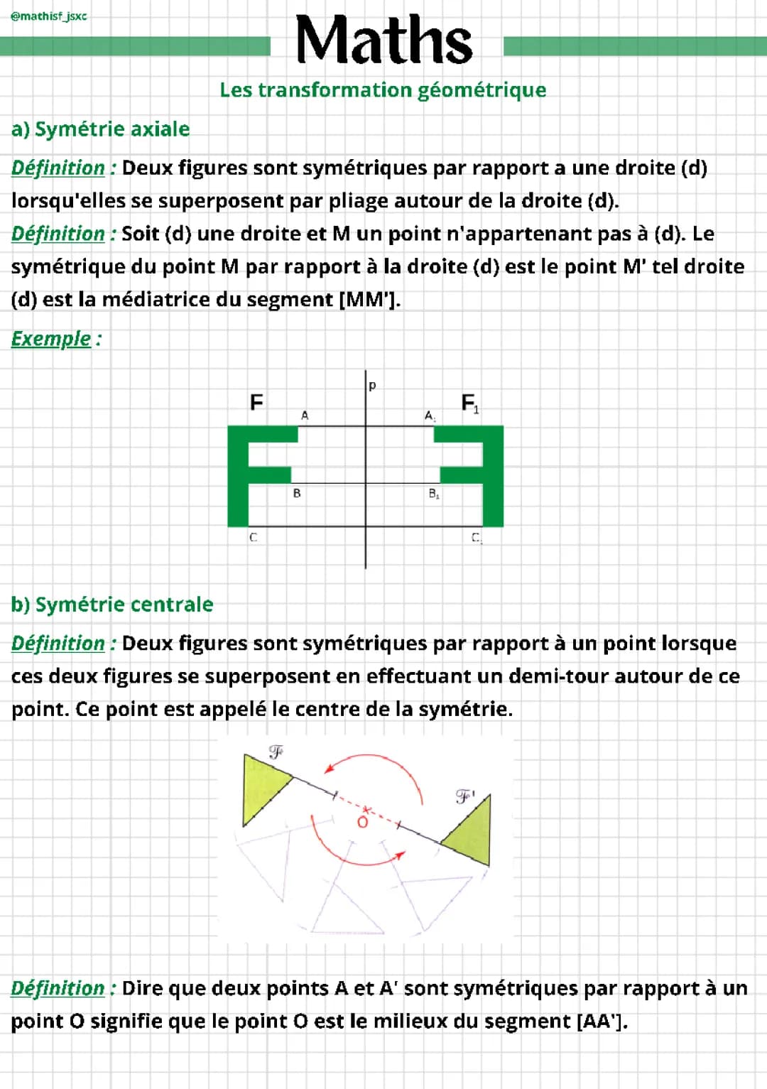 Les Transformations Géométriques : Cours et Exercices Corrigés