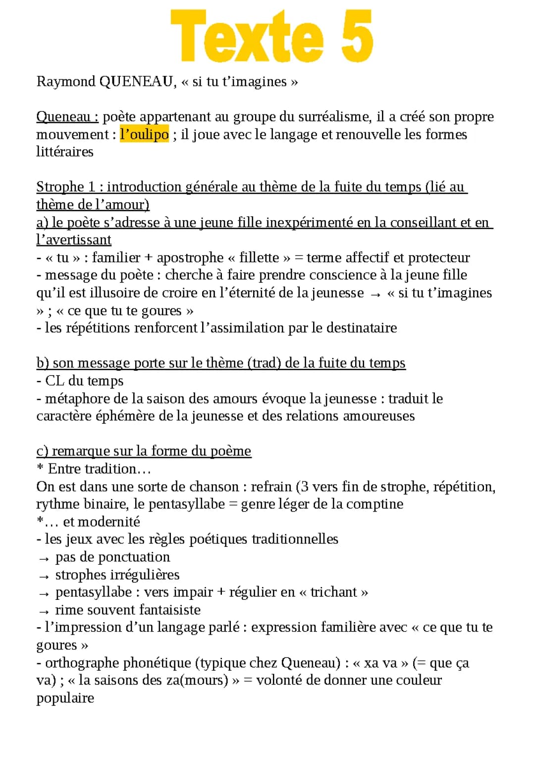 Découvre Si tu t'imagines de Queneau - Texte, PDF et Analyse