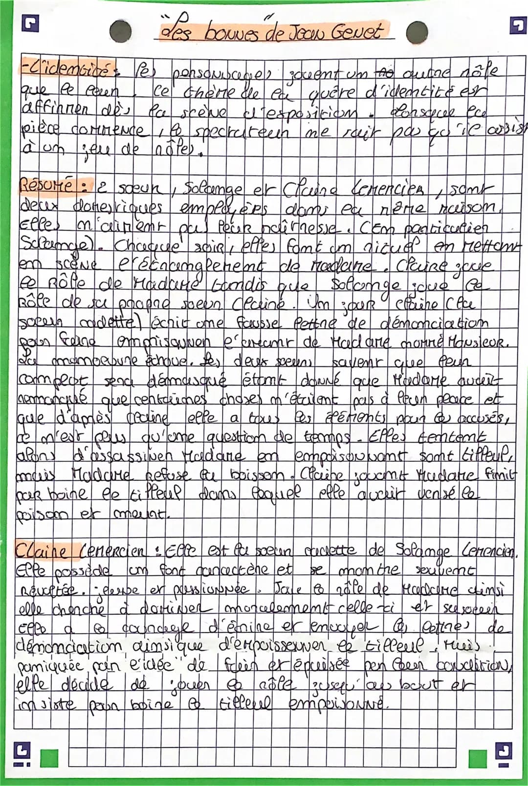 "Les bonnes de Jean Genet
-Cidentités Pes
pensovince
que
ee leun
usages jovent um to ourne côfe
ce chère de la quere d'identité er
affinnen 