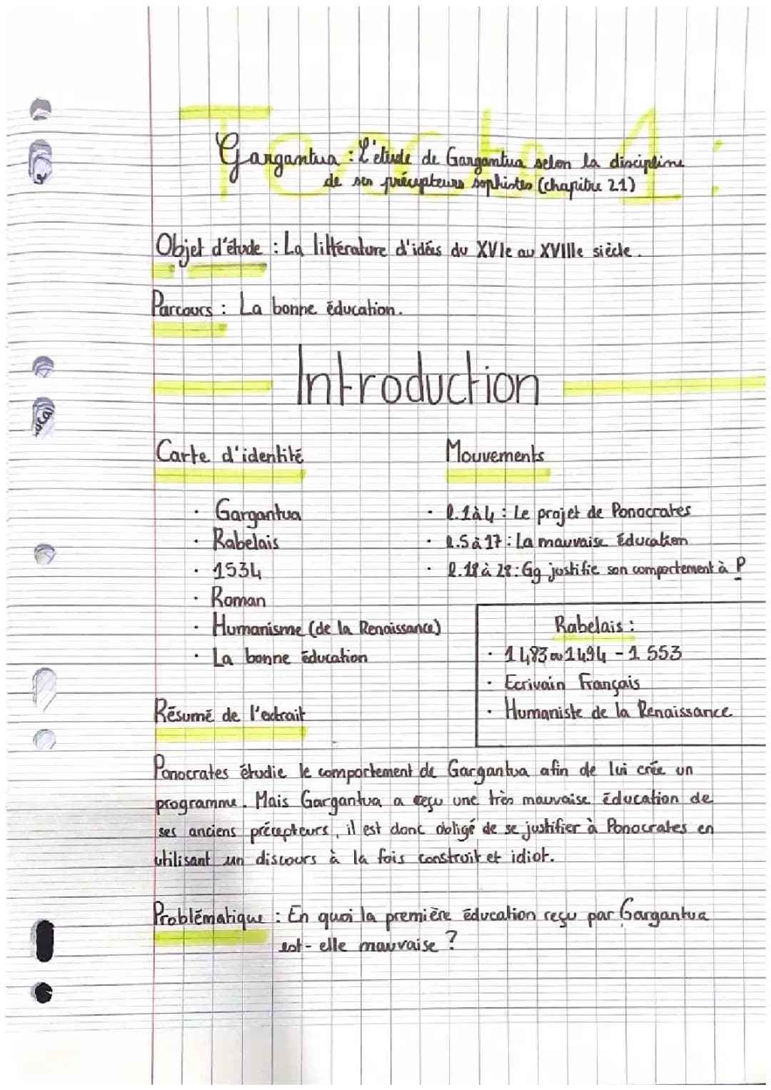 Découvre Gargantua : Chapitre 21 et Éducation Sophiste