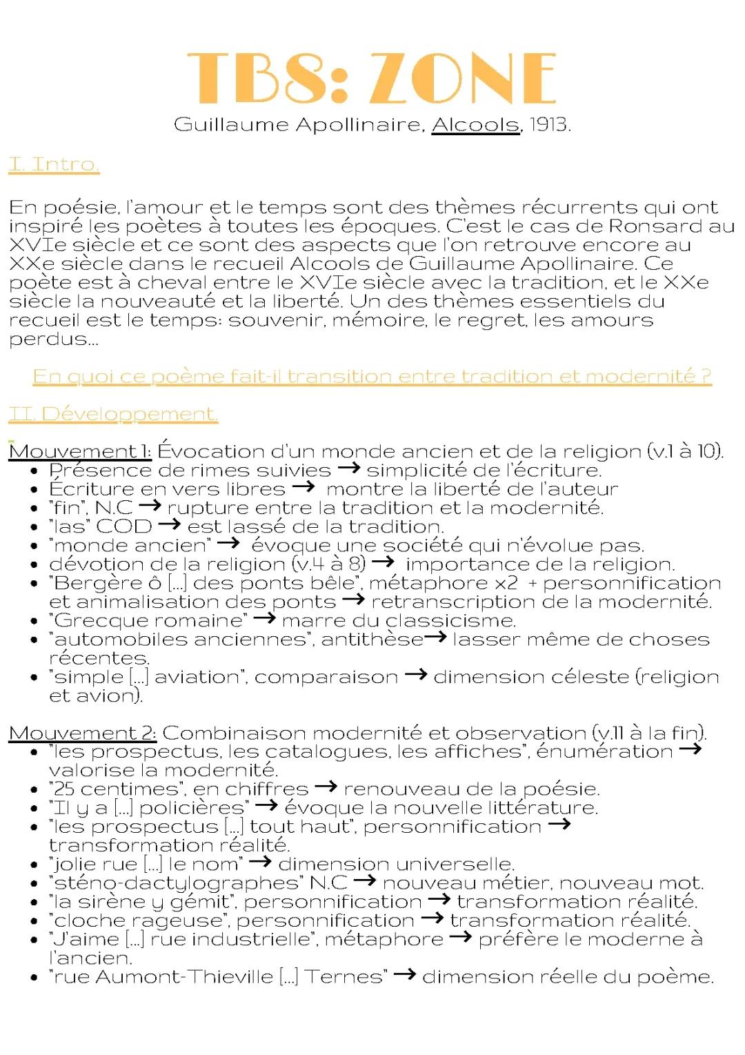 Texte Bac français - Zone d'Apollinaire
