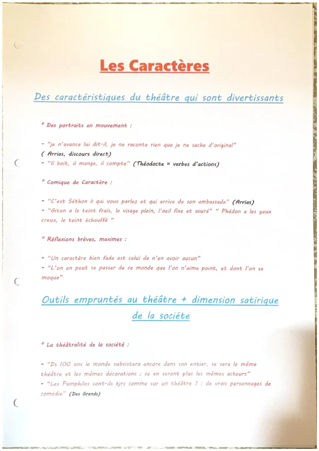 Les Caractères
Des caractéristiques du théâtre qui sont divertissants
0
Des portraits en mouvement :
- "je n'avance lui dit-il, je ne racont