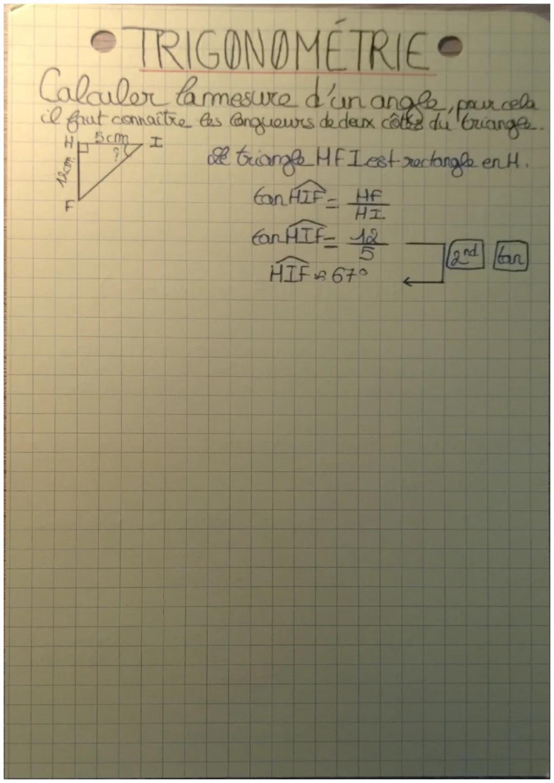 A TRIGONOMETRIE
C
COSINUS: $cosBAC$= longueur du cos adjacent AB
hypoténuse
SINUS: $Sin BAC$ = longueur du côté oppose BC
hypotenuse AC
TANG