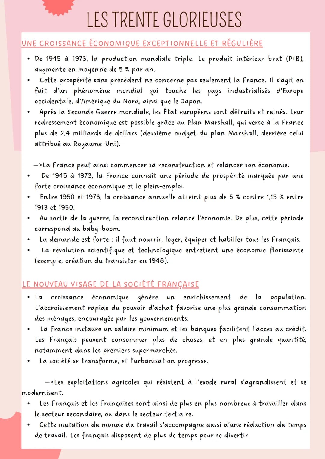 LES TRENTE GLORIEUSES
UNE CROISSANCE ÉCONOMIQUE EXCEPTIONNELLE ET RÉGULIÈRE
• De 1945 à 1973, la production mondiale triple. Le produit inté