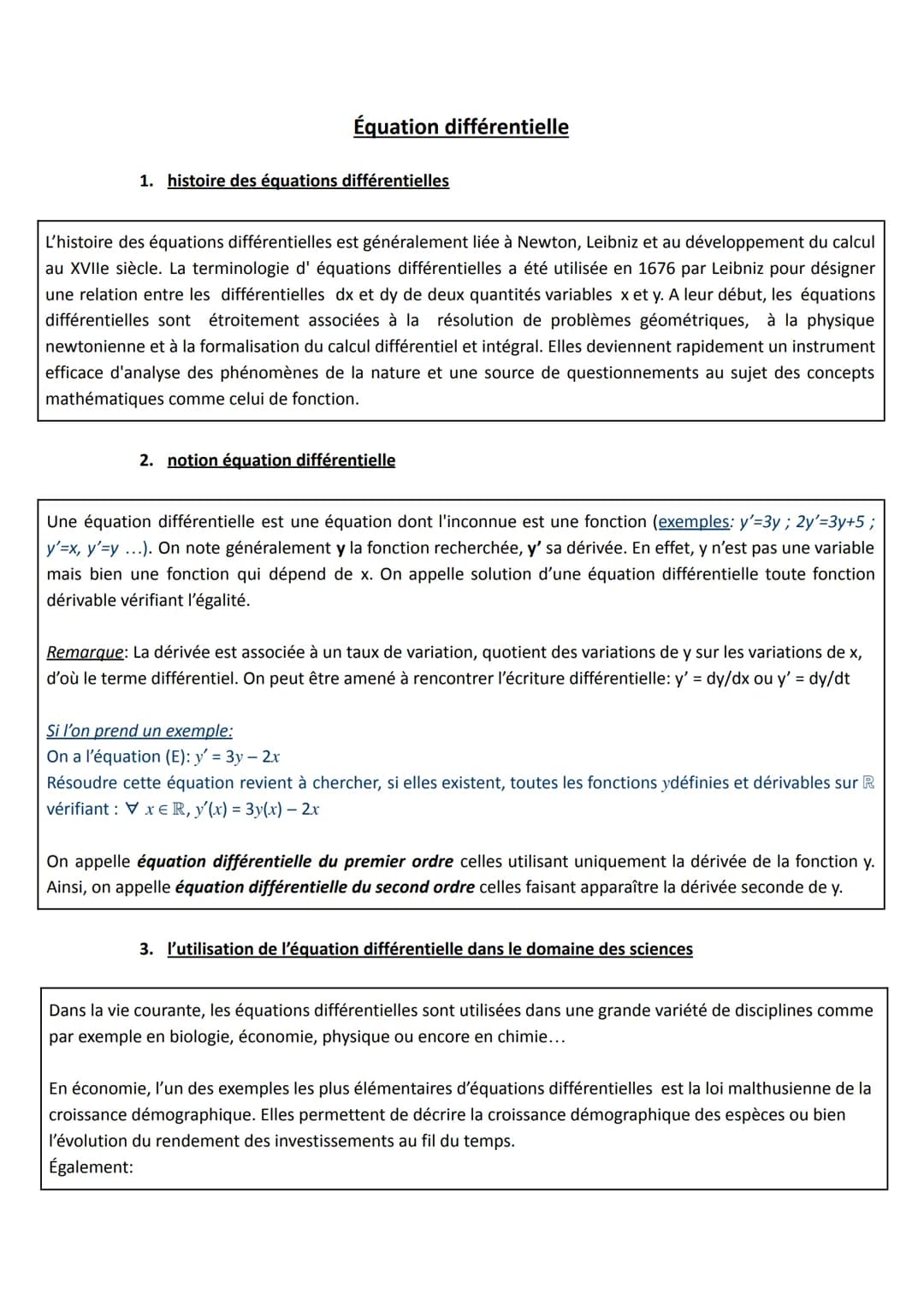 Équation différentielle
1. histoire des équations différentielles
L'histoire des équations différentielles est généralement liée à Newton, L