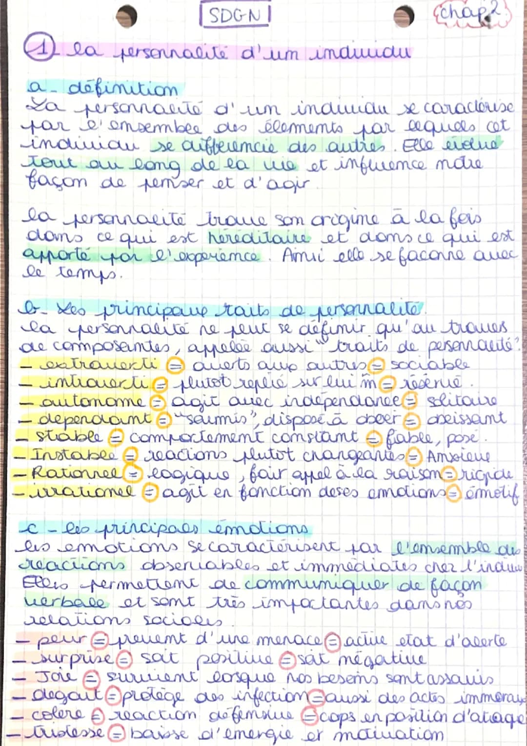 SDGN
A la personnalité d'undividu
Ensemble des elements for lequals une personne se
differencie des autres.
Elle englue tout au long de la v
