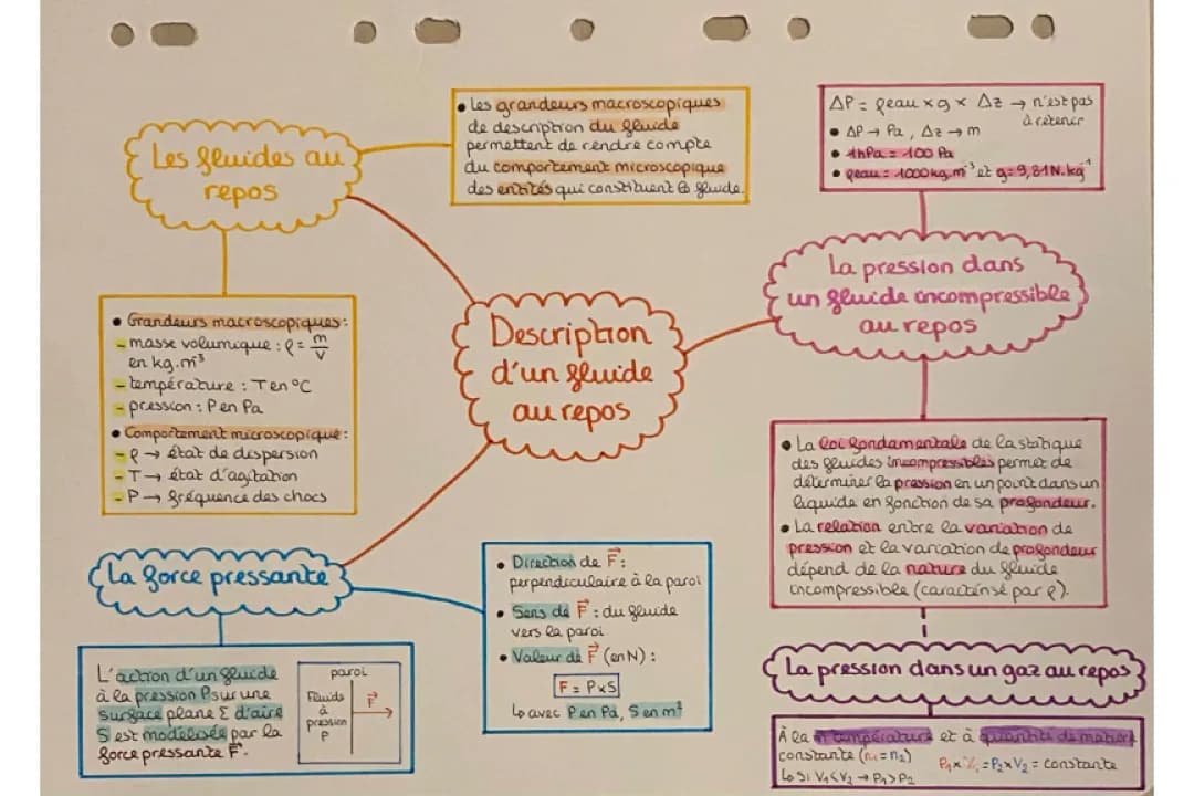 Pression des fluides au repos et loi de la statique des fluides incompressibles
