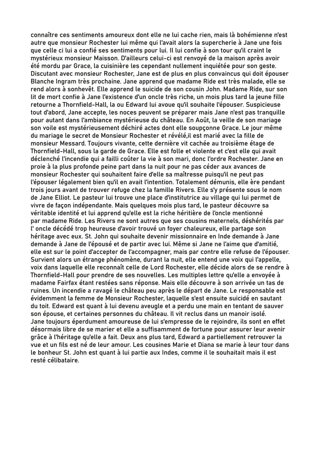 RESUME DE JANE EYRE Charlotte Brontë
Alors qu'elle est une enfant, Jane perd ses parents et se retrouve confié à la garde de son
oncle Ride 