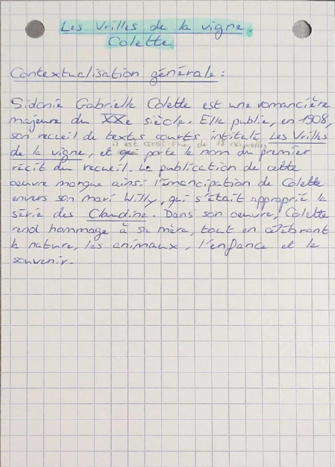 L.L.7: COLETTE, Les Vrilles de la vigne, « Printemps de la Riviera », extrait à partir de
<< Printemps de Nice. jusqu'à la fin du texte, 190