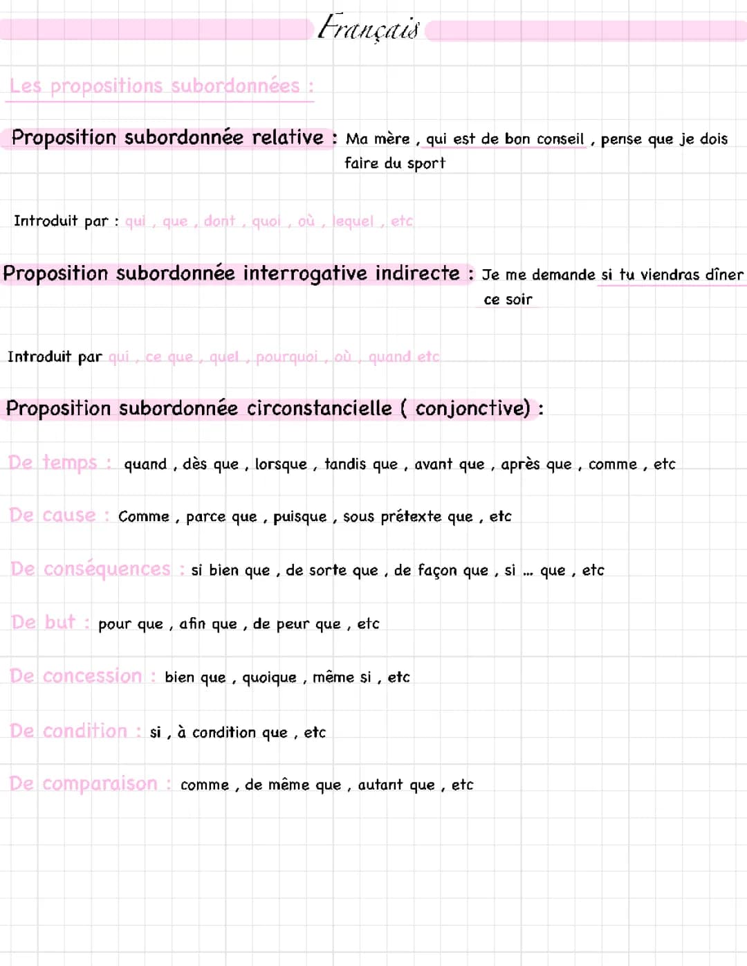 Les propositions subordonnées 