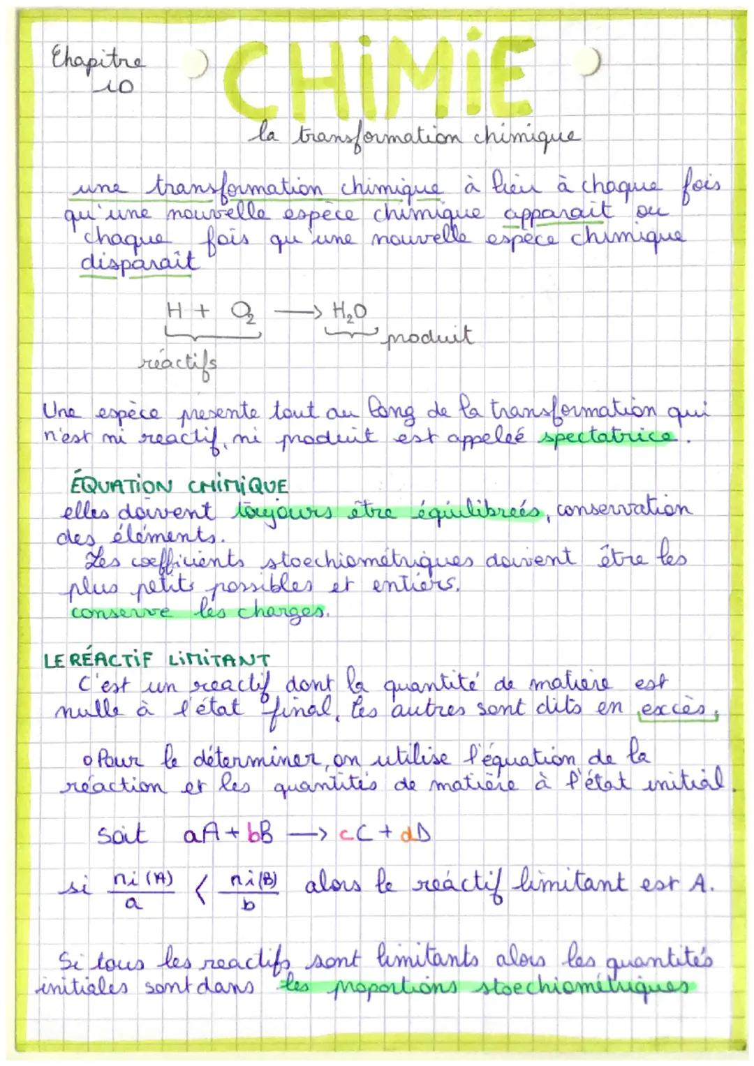 # Chapitre
10

# CHIMIE
la transformation chimique

une transformation chimique à lieu à chaque fois.
qu'une nouvelle espèce chimique appara