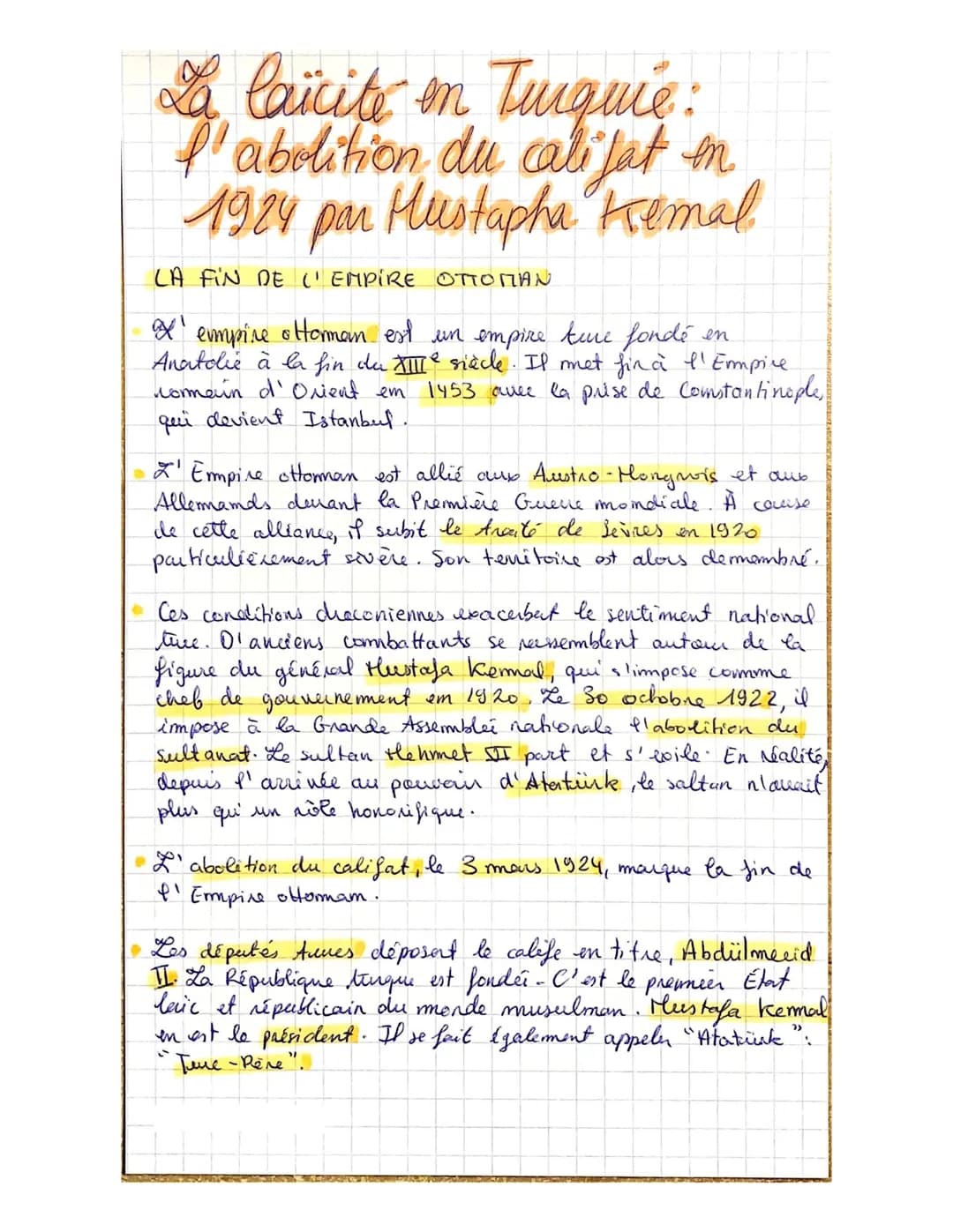 La laïcite on Turquie:
l'abolition du califat in
1924 par Mustapha Kemal
LA FIN DE ('EMPIRE OTTOMAN
X'empire & Homman est un empire tire fon
