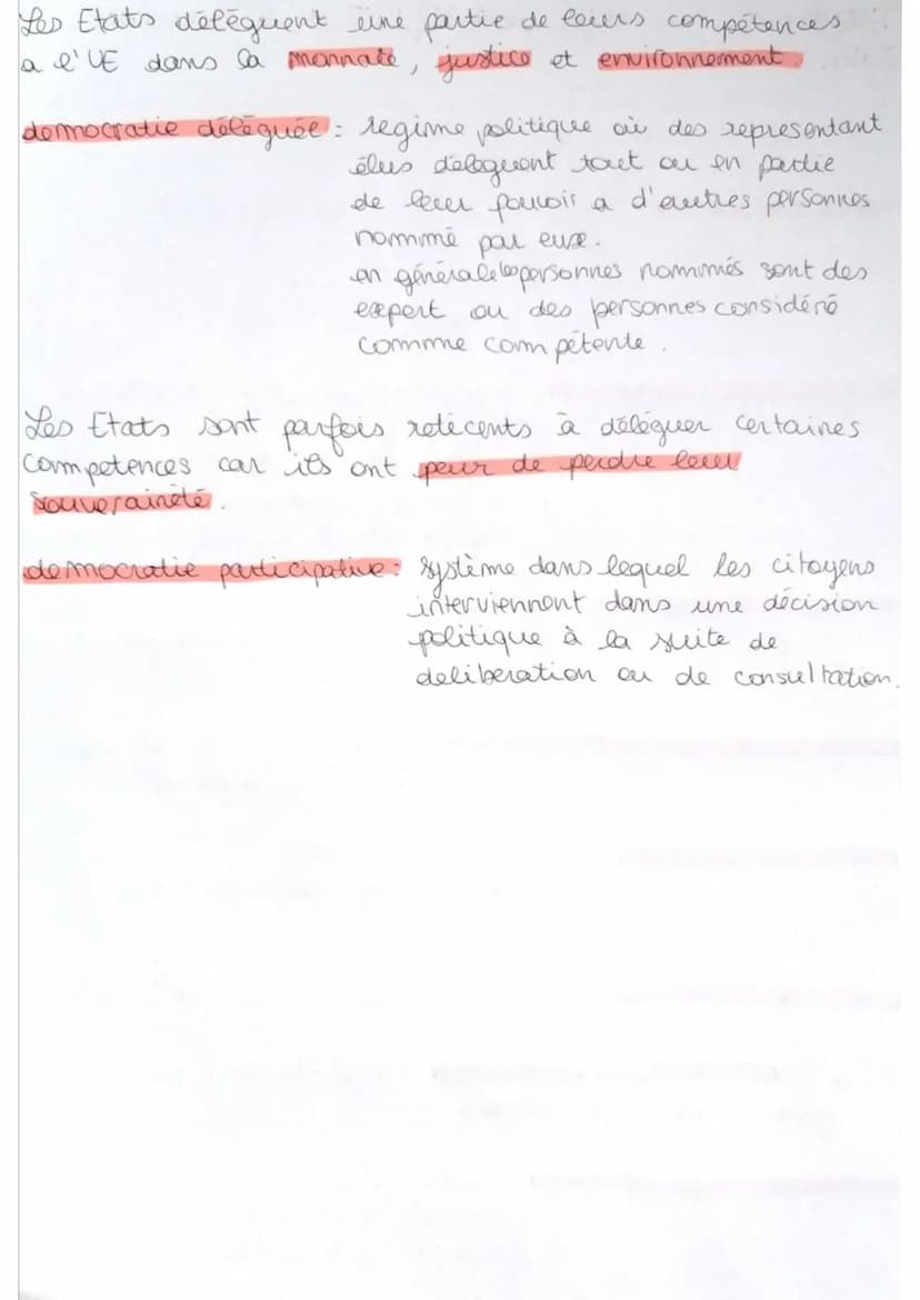 THEME 1
Jalon 1
objet conclusif: L'UE et la democratie
Integration européenne: lorsqu'un Etat accepte volontairement
de transfère une partie