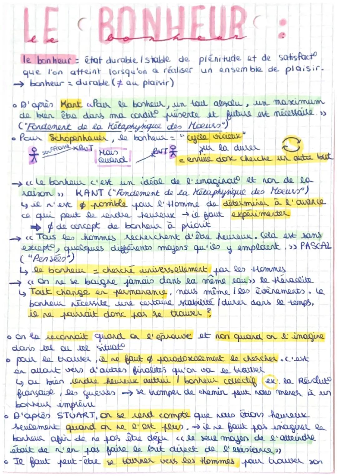 LE & BONHEUR
le bonheur - état durable / stable de plénitude et de satisfact
que l'on atteint lorsqu'on a réaliser un ensemble de plaisir.
→