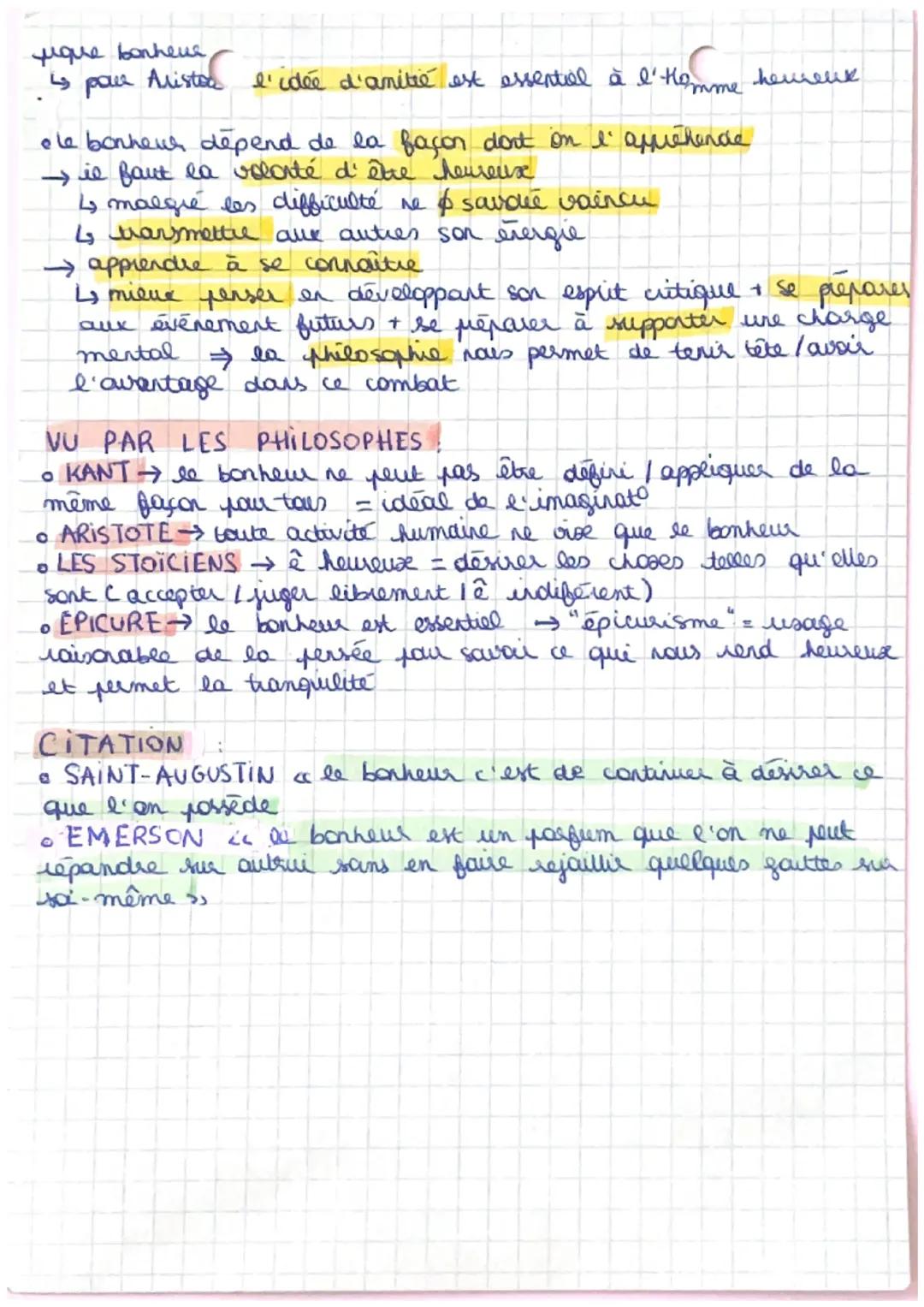 LE & BONHEUR
le bonheur - état durable / stable de plénitude et de satisfact
que l'on atteint lorsqu'on a réaliser un ensemble de plaisir.
→