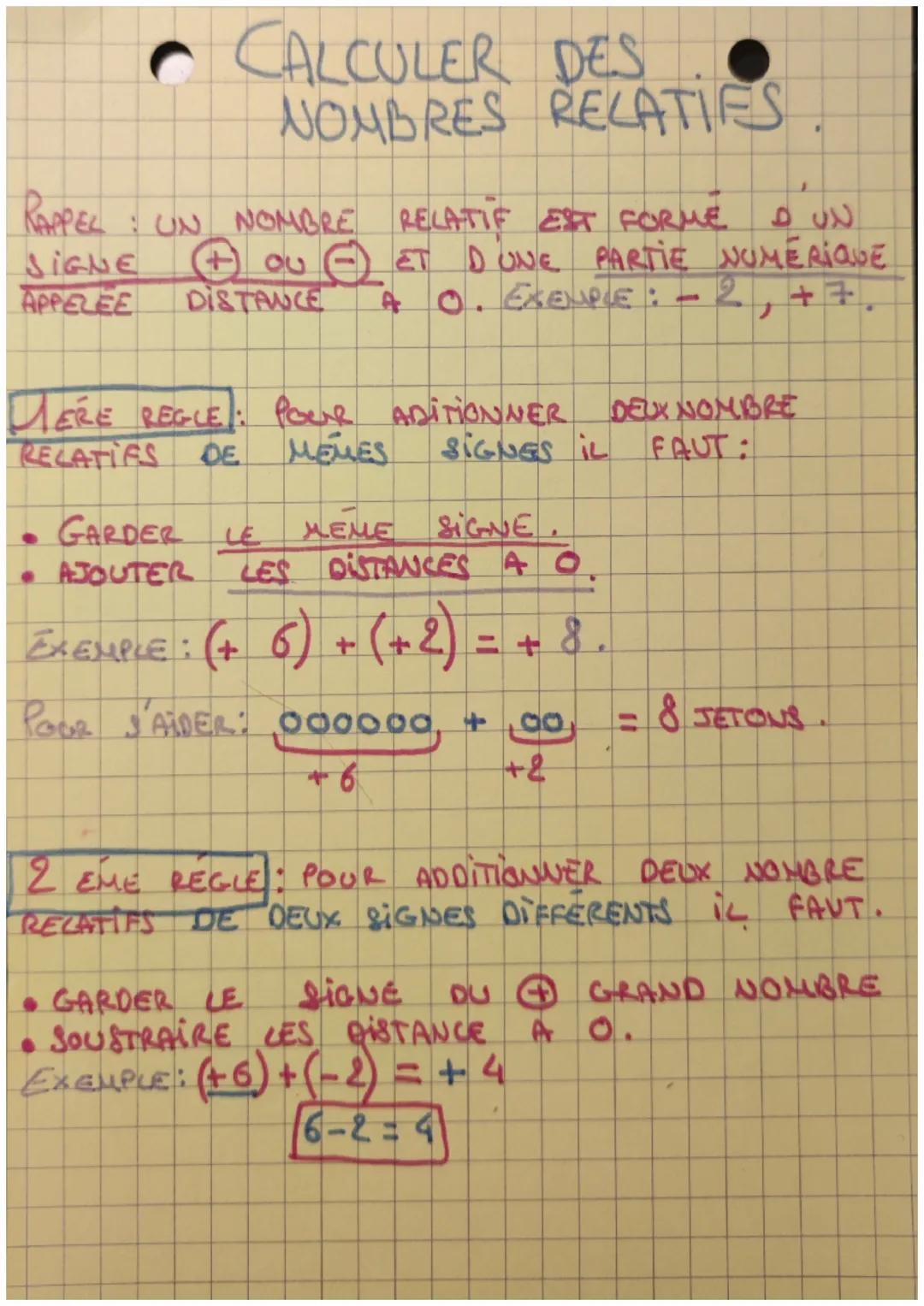 # CALCULER DES
NOMBRES RELATIES

RAPPEL
SIGNE
APPELEE
: UN NOMBRE RELATIE EST FORME D'UN
+ OU - ET D'UNE PARTIE NUMÉRIQUE
DISTANCE A O. EXEM