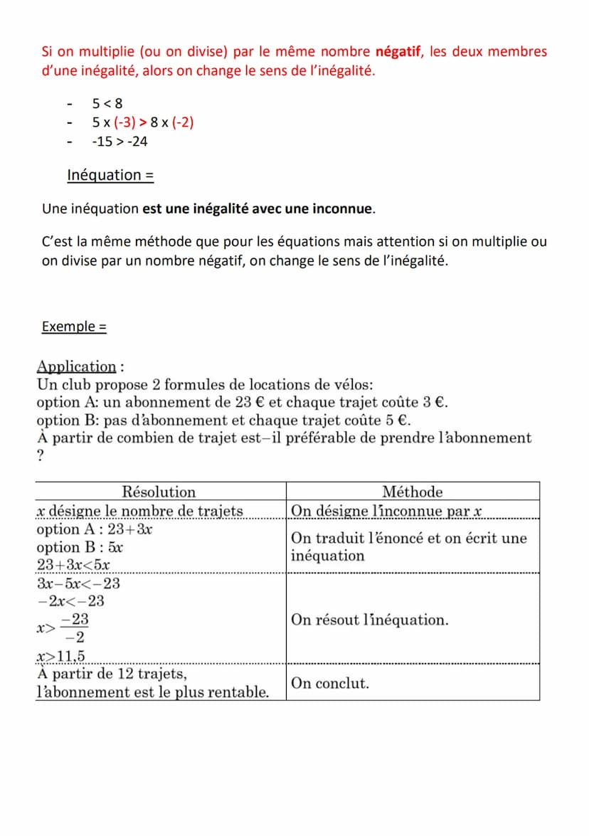 Notion avec une égalité =
INEGALITE ET INEQUATION
< se lit << strictement inférieur >>
> se lit << strictement supérieur >>
se lit « inférie