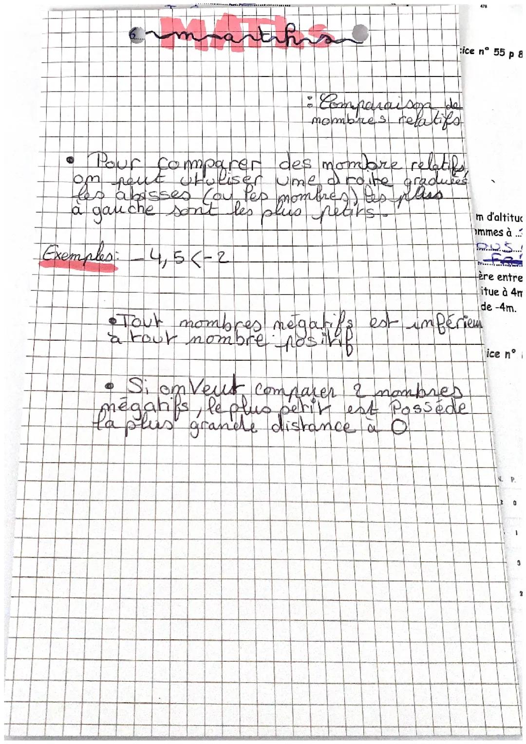 Maths : Comparaison des nombres relatifs 