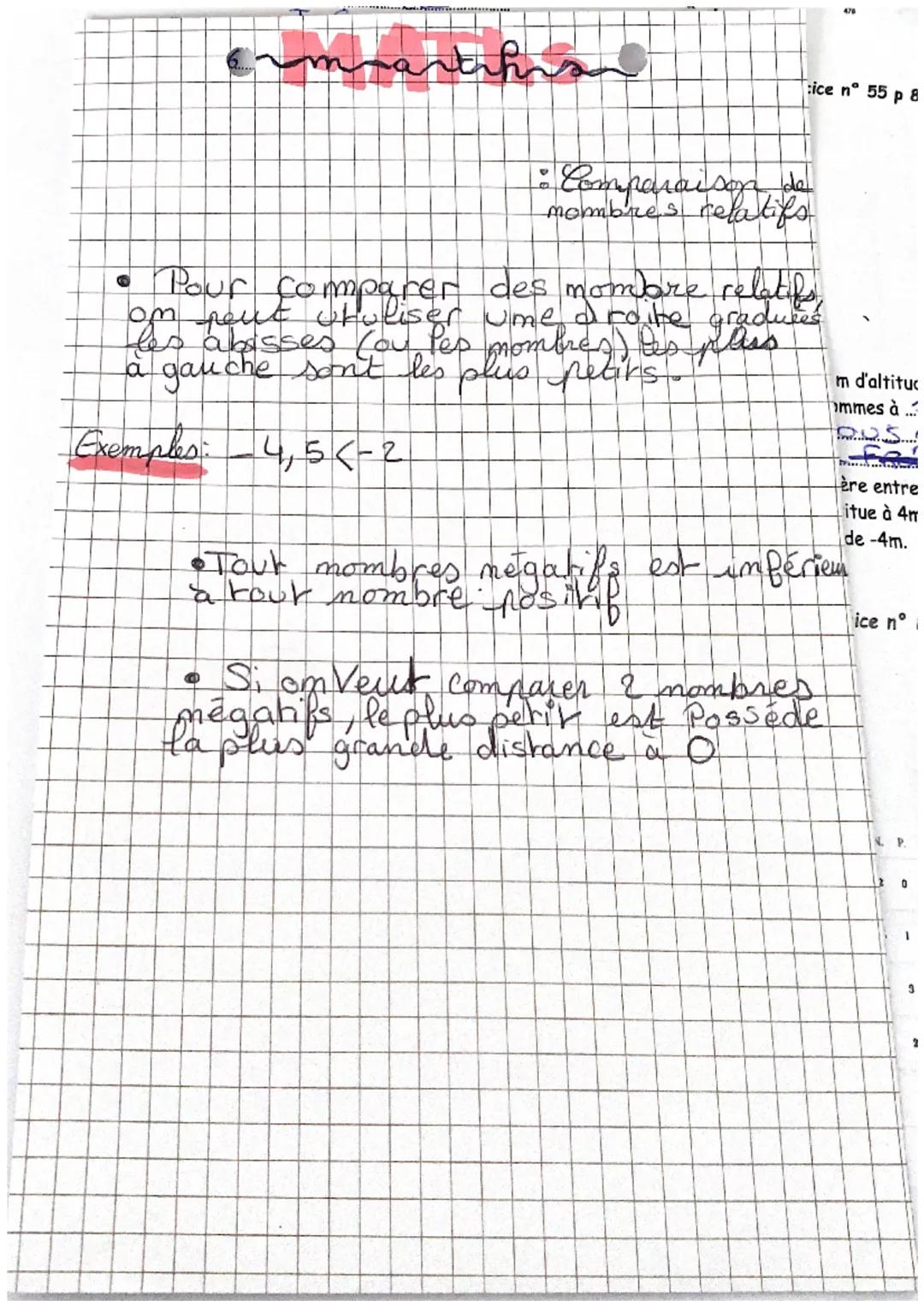 ery
:ice n° 55 p 8
DE
B
Comparaison de
nombres relatifs
Pour comparer des mombare relatifs,
om peut utuliser une droite gradures
les abisses