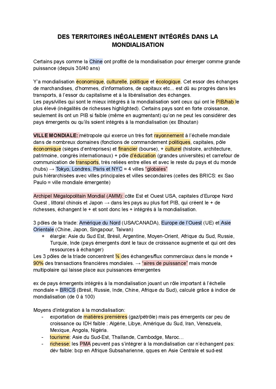Des territoires inégalement intégrés à la mondialisation 