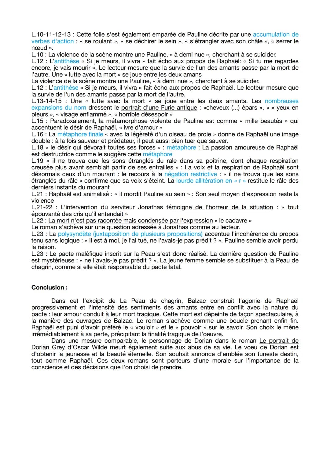 Fiche de synthèse n°18 : la mort de Raphaël, La Peau
de Chagrin, Balzac
Introduction :
Le XIX ème siècle, est marqué par, une période de gra