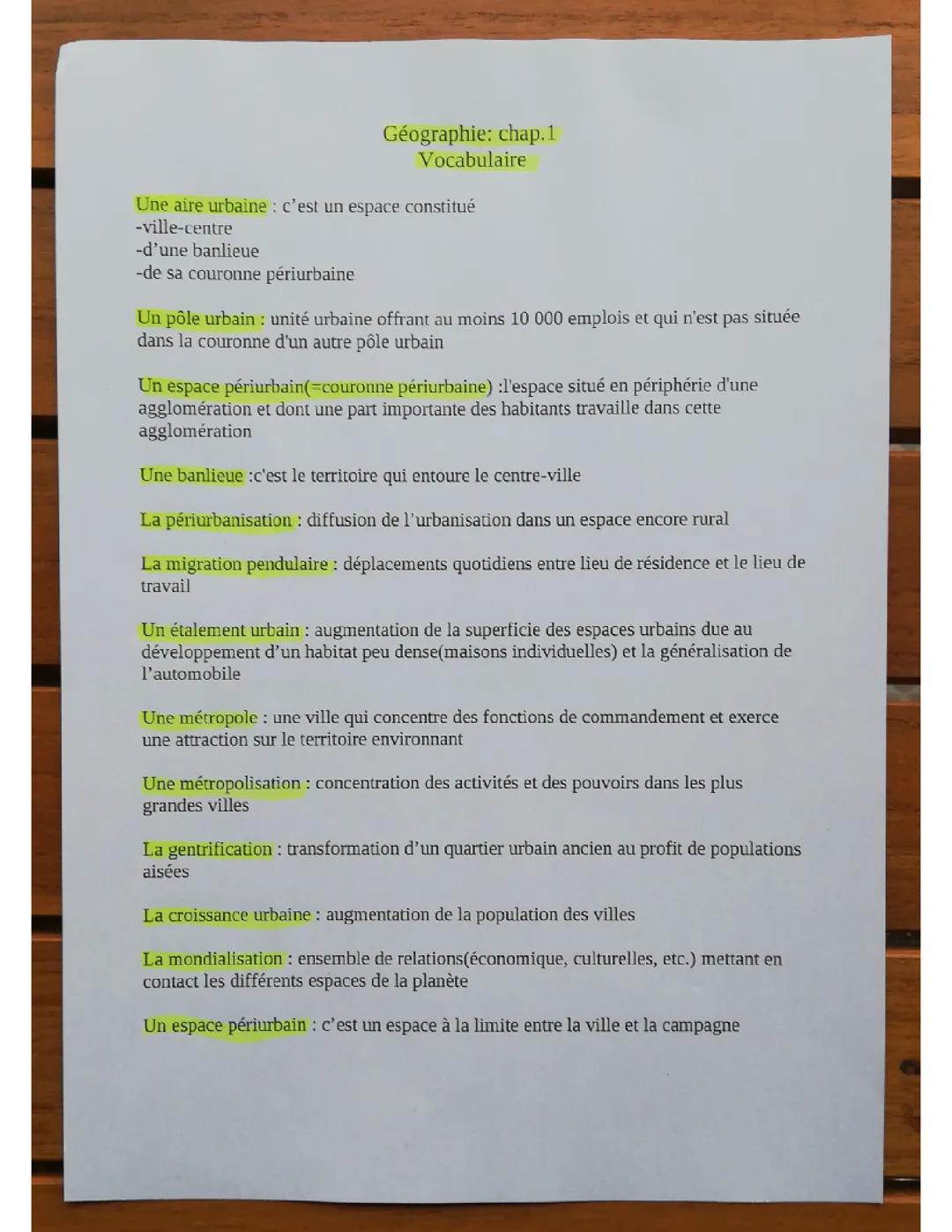 Vocabulaire sur les villes