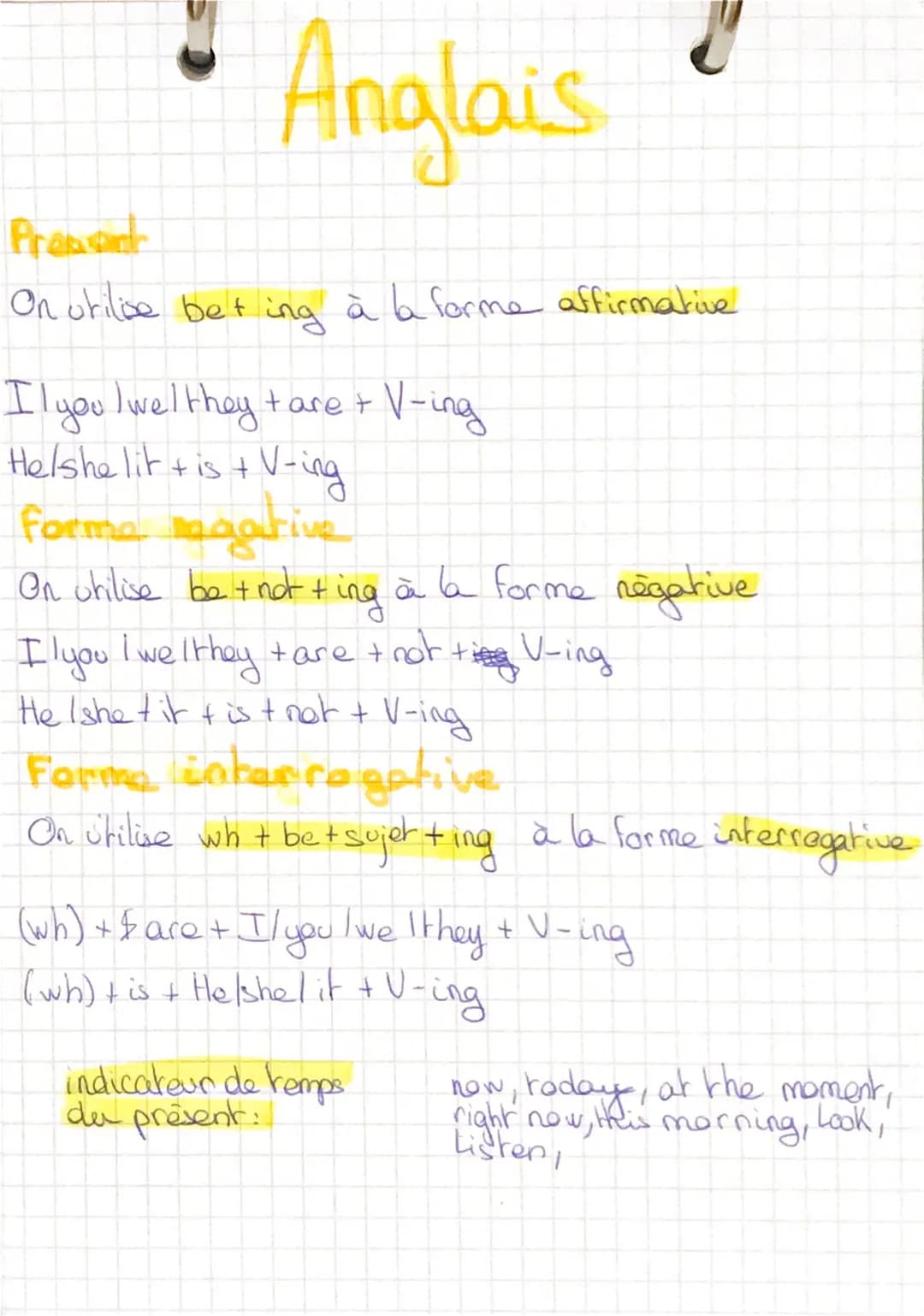 Anglais
Prebud
On utilise beting à la forme affirmative
Il you welthey + are + V-ing
He/she lit + is + V-ing
forme negative
On utilise be + 