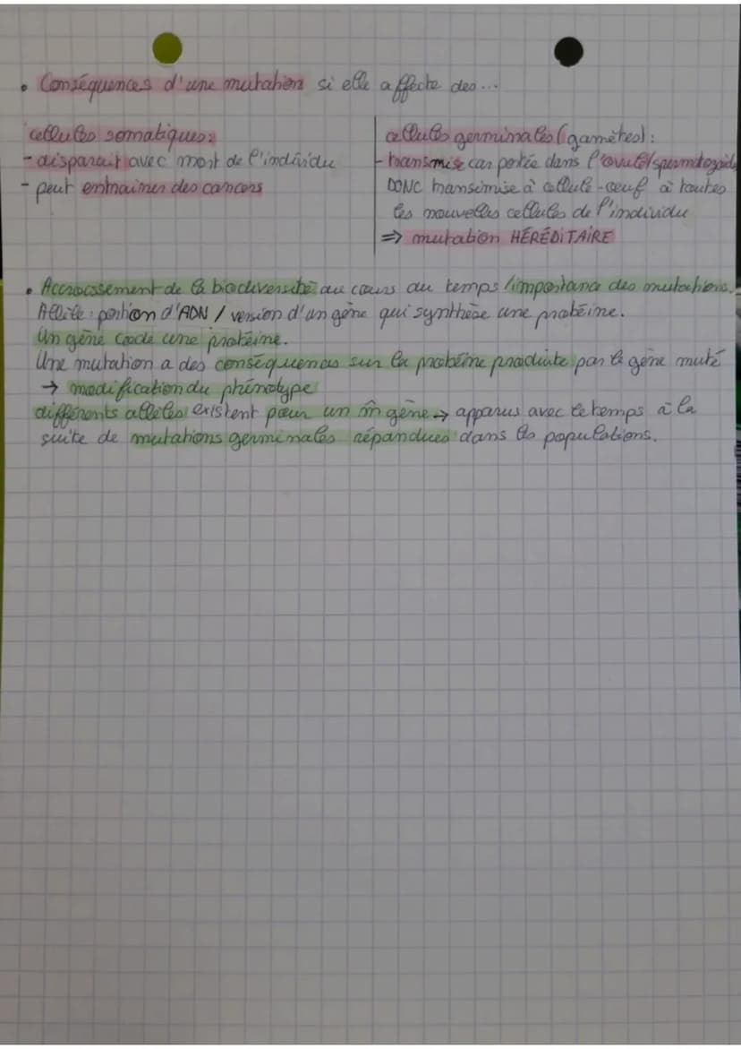 THEMIE Pook A
Chap 2 SVT
Dans une espèce: im chromosomes, in gènes MAIS # alleles → # caractères
Au cours d'un cycle cellulaire, parfers, mo