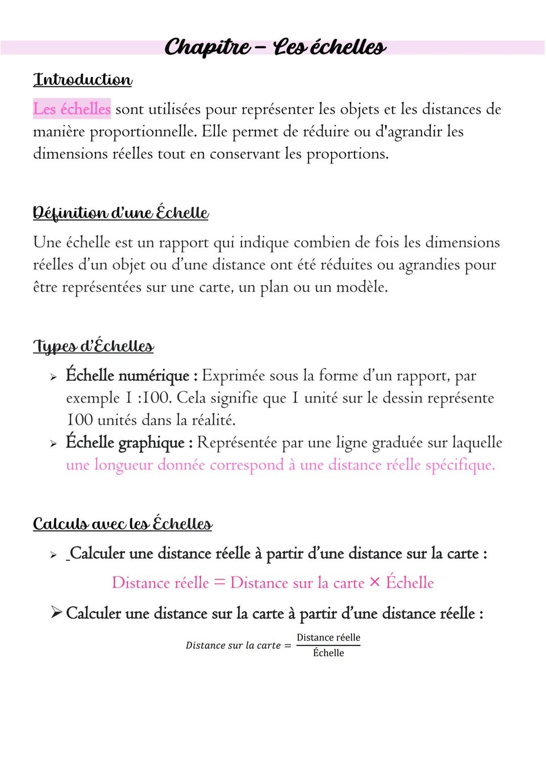 # Chapitre - Les échelles

Introduction

Les échelles sont utilisées pour représenter les objets et les distances de
manière proportionnelle