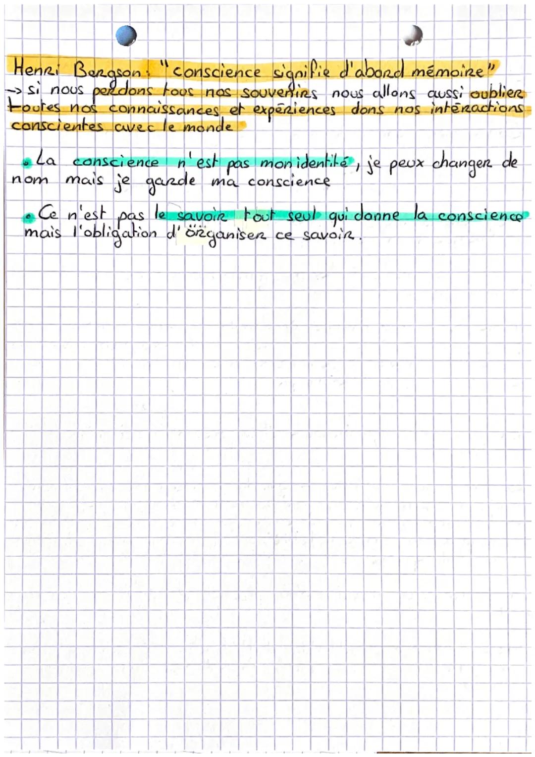 # LA CONSCIENCE

La conscience = la connaissance qu'à l'H de ses pensées, des
sentiments et de ses actes immédiats ou réfléchis

Conscience 