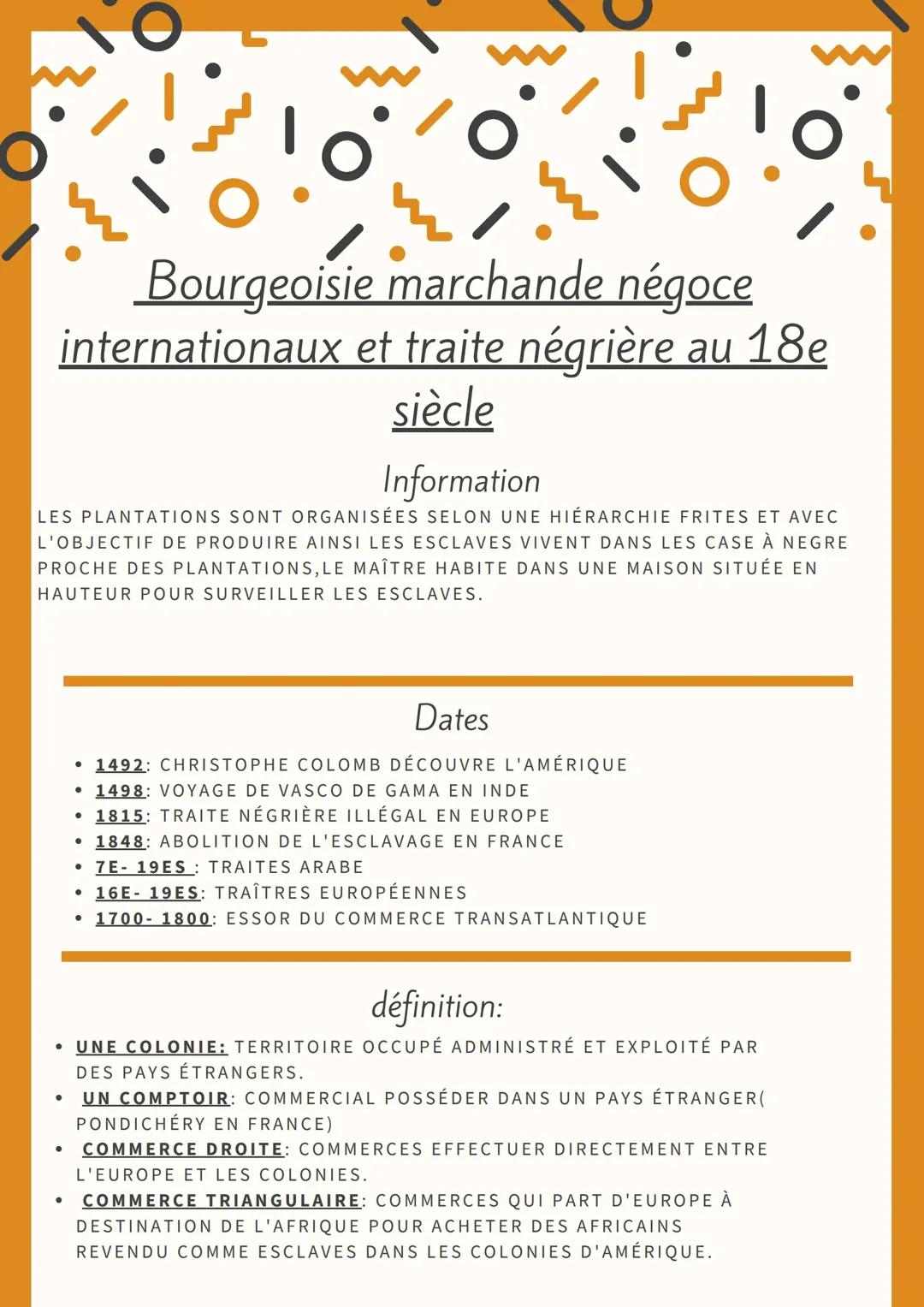  Bourgeoisie marchande négoce internationaux et traite négrière au 18e siècle
