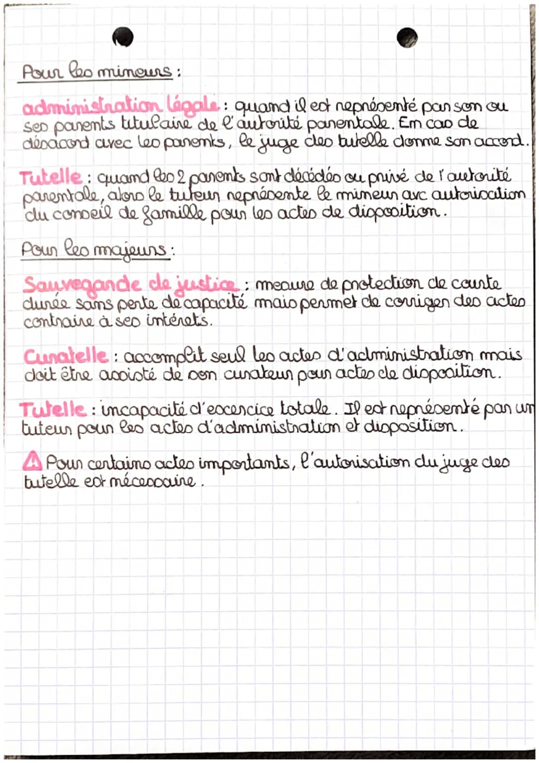 DROIT
CAPACITÉ /INCAPACITÉ JURIDIQUE
capacité de jouissance = aptitude à être titulaire du
droit, pour toutes les pers physique de la maissa