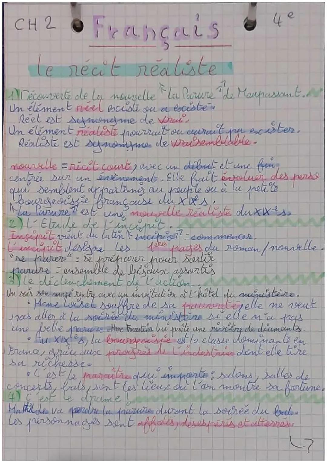 Le récit réaliste + la Parure