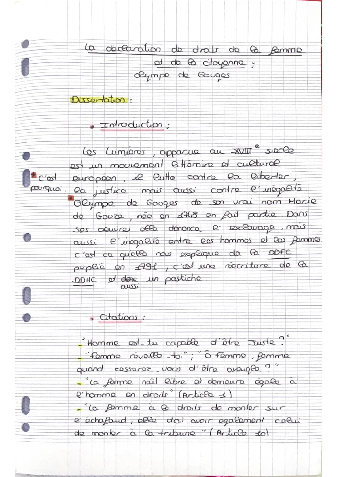 Dissertation olympe de gouges 
