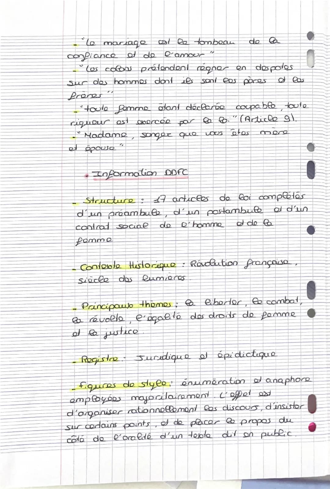 La déclaration de drats do to femme
at de la citoyenne.
Lympe de Gauges
Dissertation:
C'est
ρου ομοί
Introduction:
Los Lumioros
e
au XVIII
S