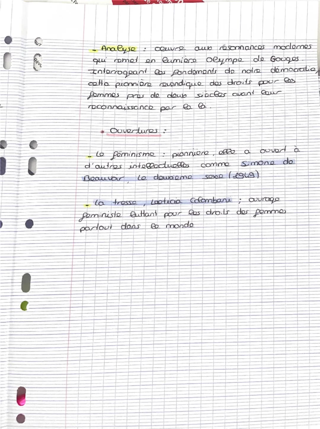 La déclaration de drats do to femme
at de la citoyenne.
Lympe de Gauges
Dissertation:
C'est
ρου ομοί
Introduction:
Los Lumioros
e
au XVIII
S