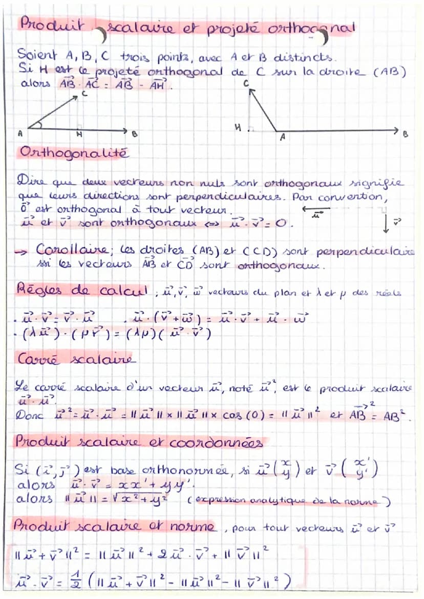 Produit scalaire
1², 2020-2021.
Theorême
Dans tout triangle OAB,
AB² = OA² + OB ² - 2 x OA X OB x cos (0) 0
2
d'Al- Kashi
permet de calculer