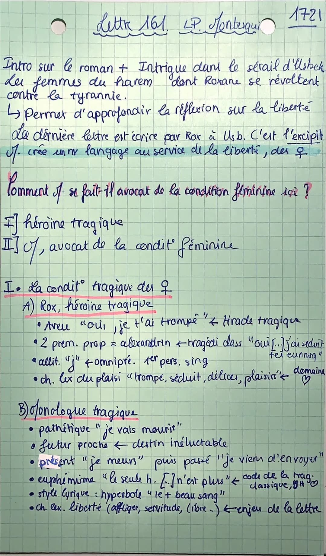 Lettre 161. LP. Montesour 1721
Intro sur le roman + Intrique dans le sérail d'llibek.
Le femmes du harem don't Roxane se révoltent
contre la