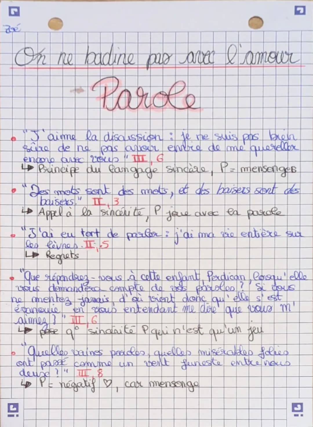 # On ne badine pas avec l'amour

## Parole

- "J'aime la discussion : je ne suis pas bien sûre de ne pas avoir envie de me quereller encore 