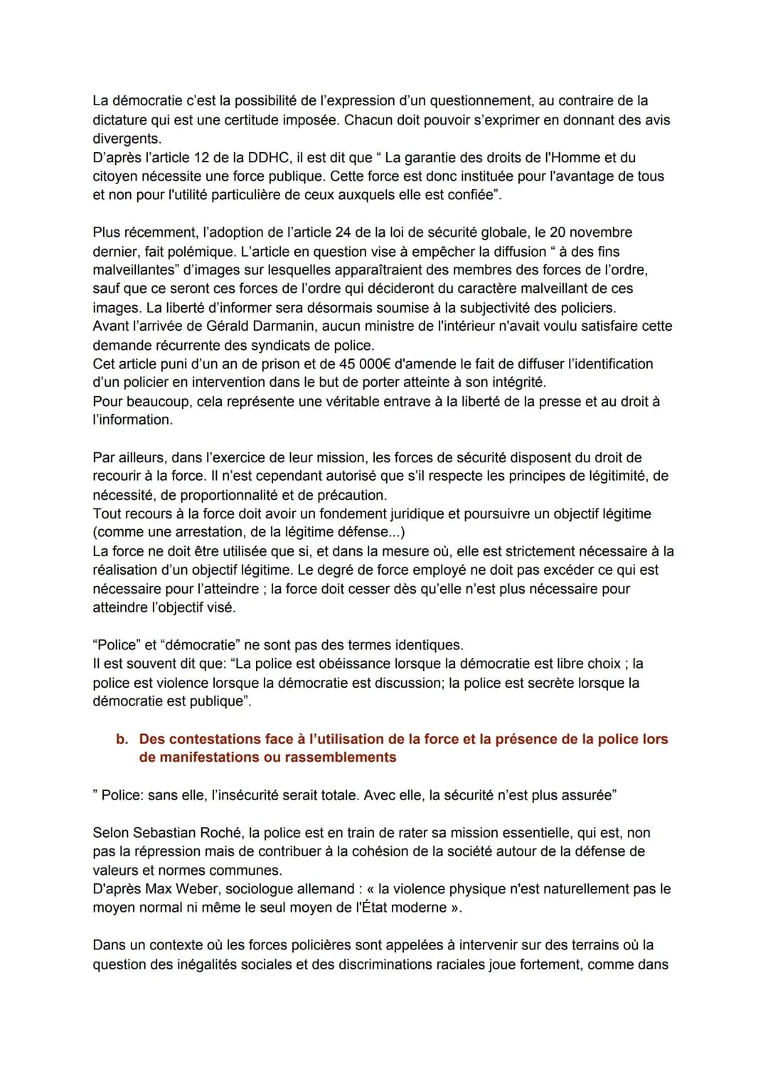 Quel usage de la force policière dans nos démocraties?
"La finalité des polices dans les démocraties ne devrait pas être de faire régner un
