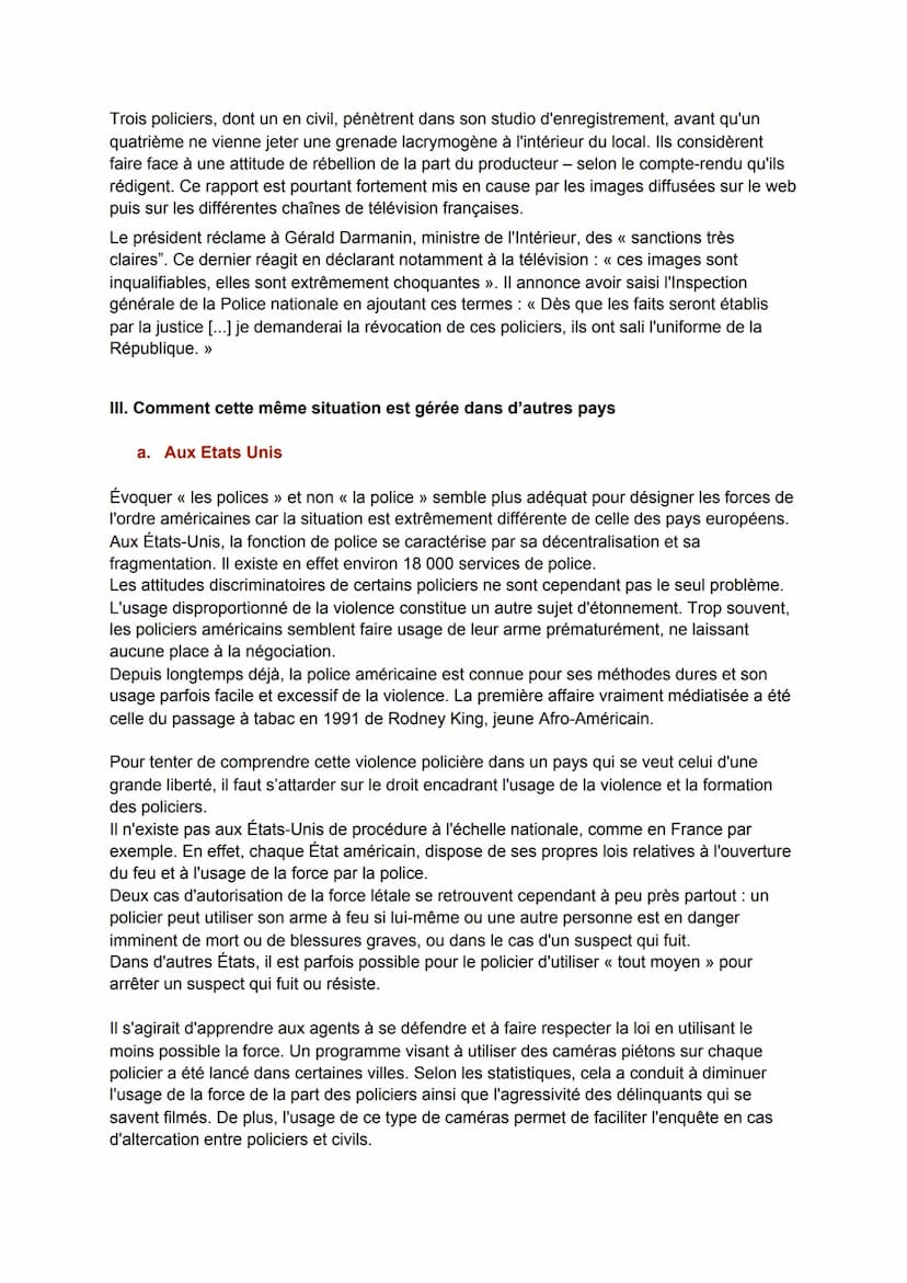 Quel usage de la force policière dans nos démocraties?
"La finalité des polices dans les démocraties ne devrait pas être de faire régner un
