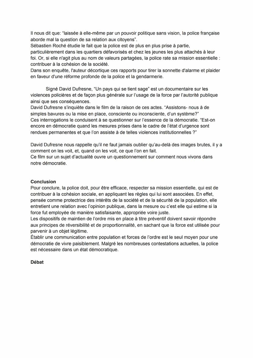 Quel usage de la force policière dans nos démocraties?
"La finalité des polices dans les démocraties ne devrait pas être de faire régner un
