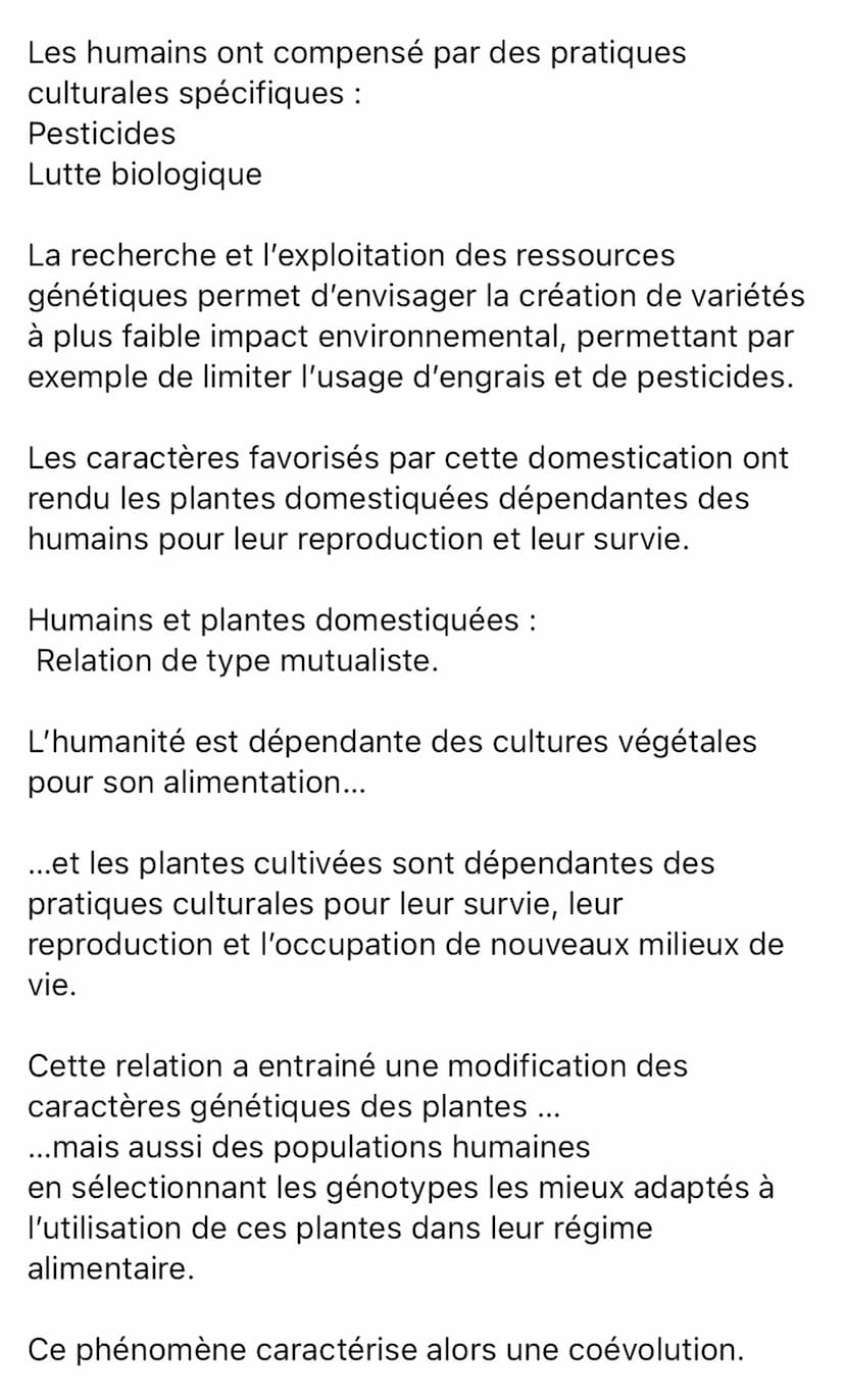 BILAN POUR LES TERMINALES:
La sélection exercée par les populations humaines sur
les plantes cultivées a permis leur domestication.
Les plan