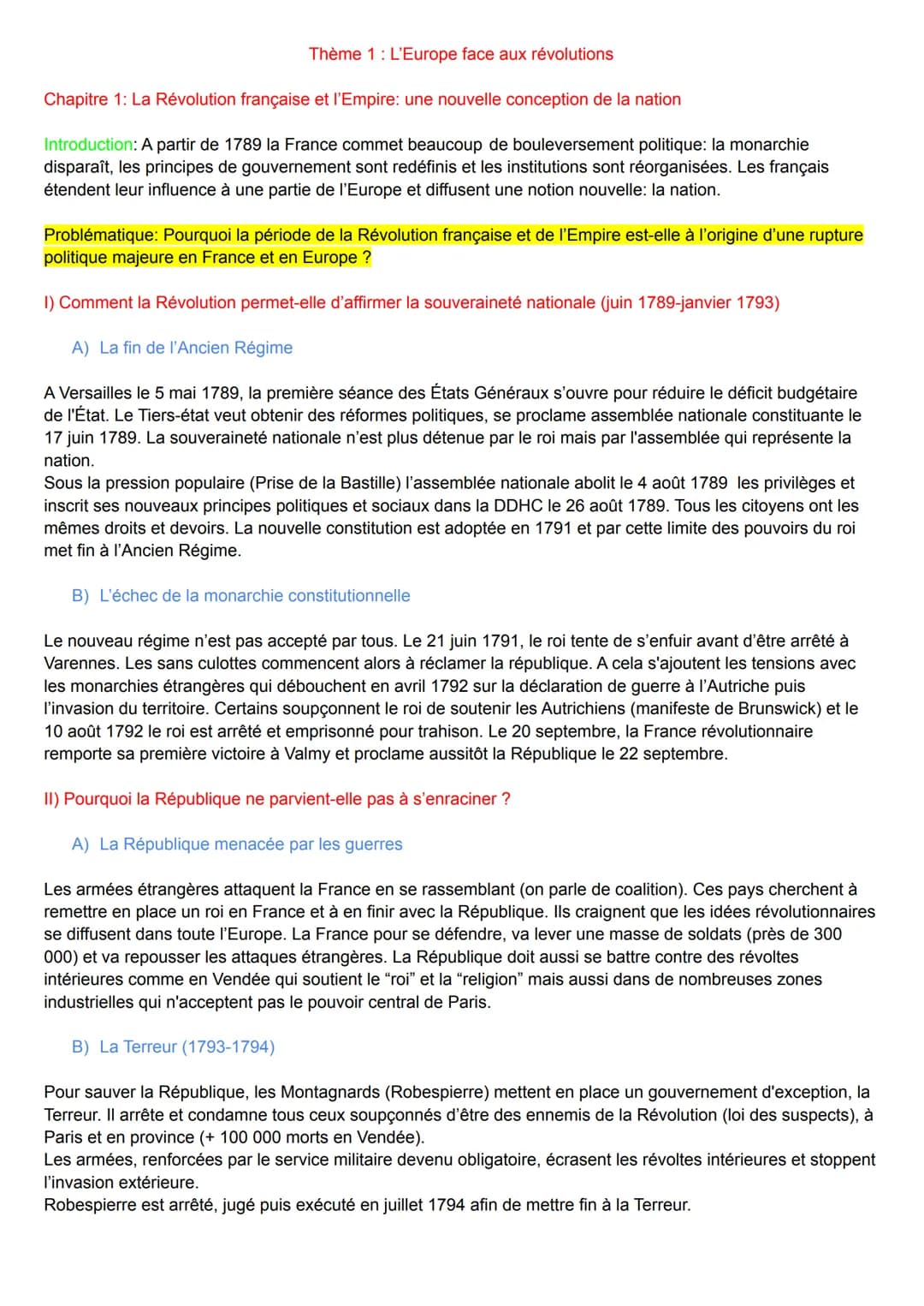 Thème 1 : L'Europe face aux révolutions
Chapitre 1: La Révolution française et l'Empire: une nouvelle conception de la nation
Introduction: 