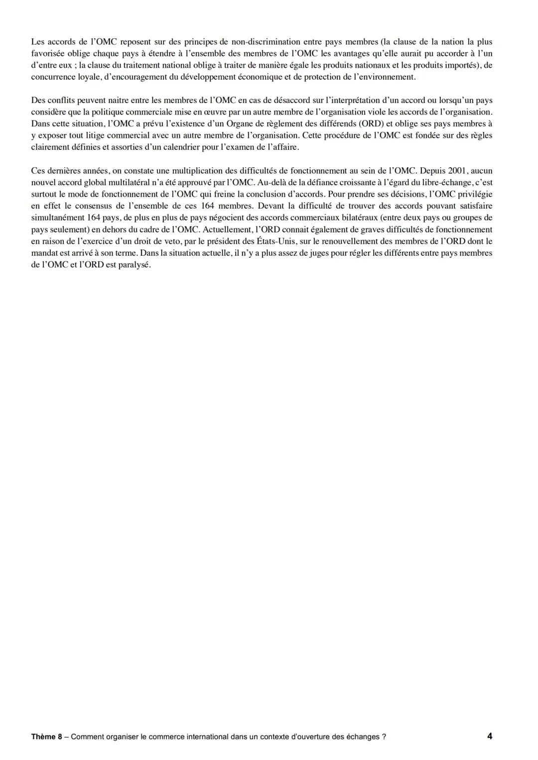 Thème 8: Comment organiser le commerce international dans un contexte d'ouverture des
échanges
CHAPITRE : Les transformations du commerce mo