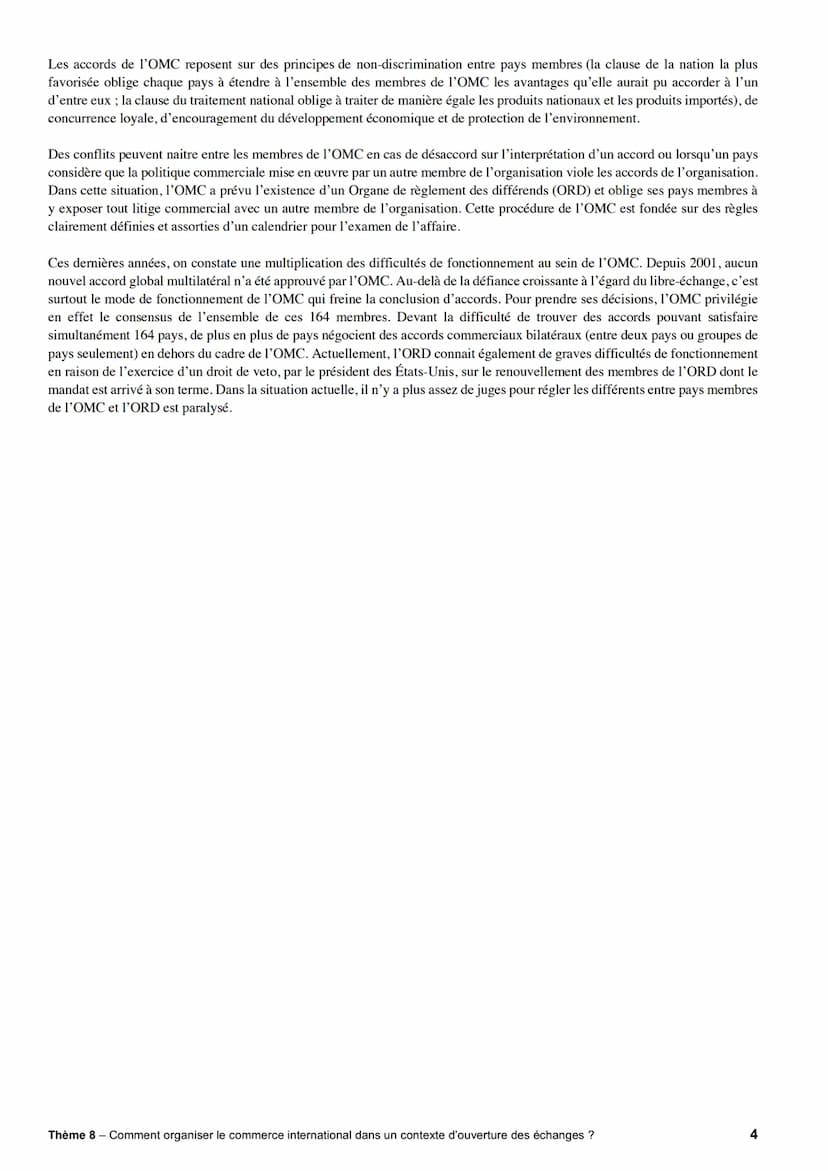 Thème 8: Comment organiser le commerce international dans un contexte d'ouverture des
échanges
CHAPITRE : Les transformations du commerce mo