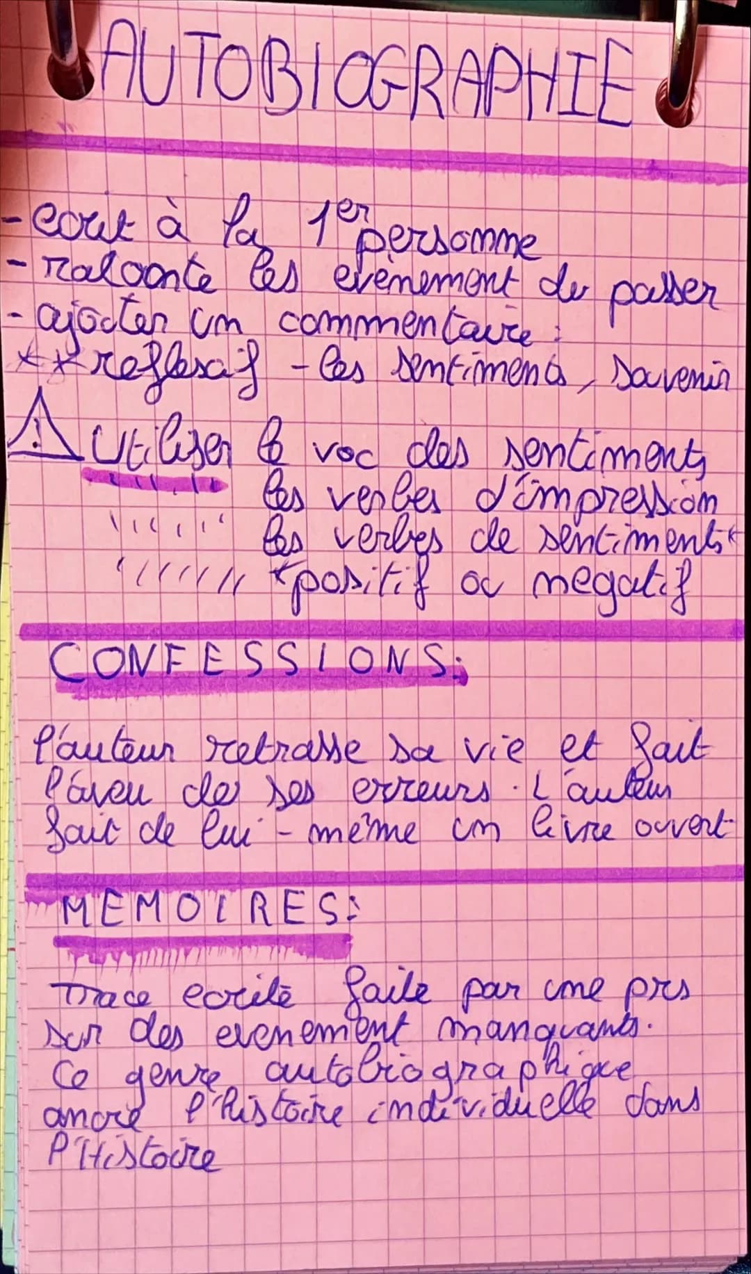 
<p>L'autobiographie est un genre littéraire qui met en avant la vie d'une personne réelle. Elle évoque son existence et reflète les sentime