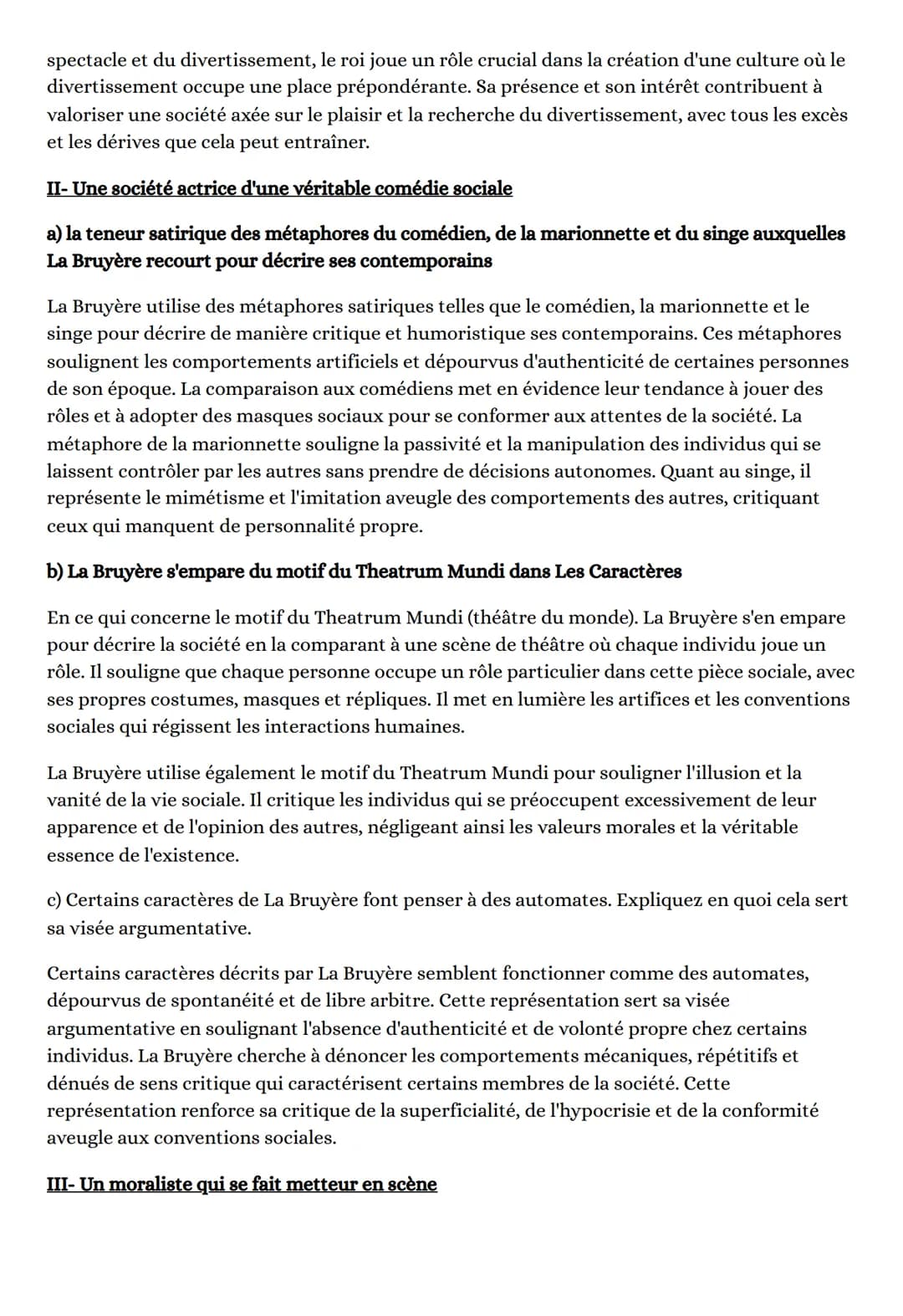 LITTÉRATURE D'IDÉE - EXEMPLE DE DISSERTATION
Qu'emprunte La Bruyère au genre théâtral pour décrire la société de son temps et pour en
dénonc