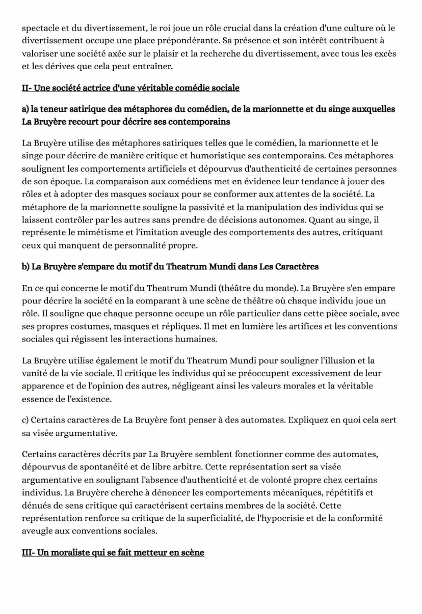 LITTÉRATURE D'IDÉE - EXEMPLE DE DISSERTATION
Qu'emprunte La Bruyère au genre théâtral pour décrire la société de son temps et pour en
dénonc