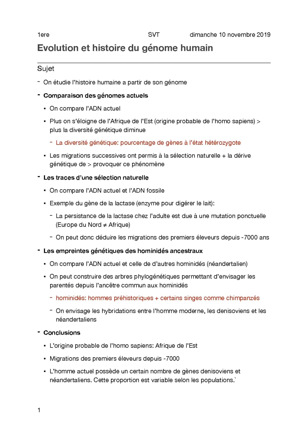 L'histoire humaine dans le génome - Exercice SVT et Révisions